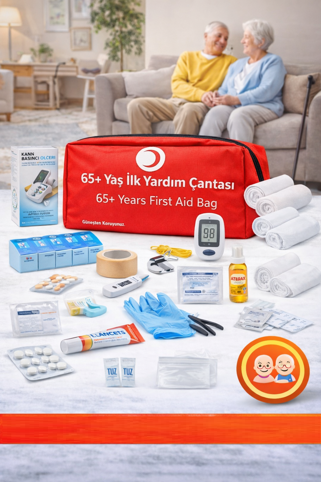 65+ Yaş ilk Yardım Çantası, 65+ Yaş Acil Durum Çantası 50 Parça 65+ Yaş ilk Yardım Çantası, 65+ Yaş Acil Durum Çantası 50 Parça