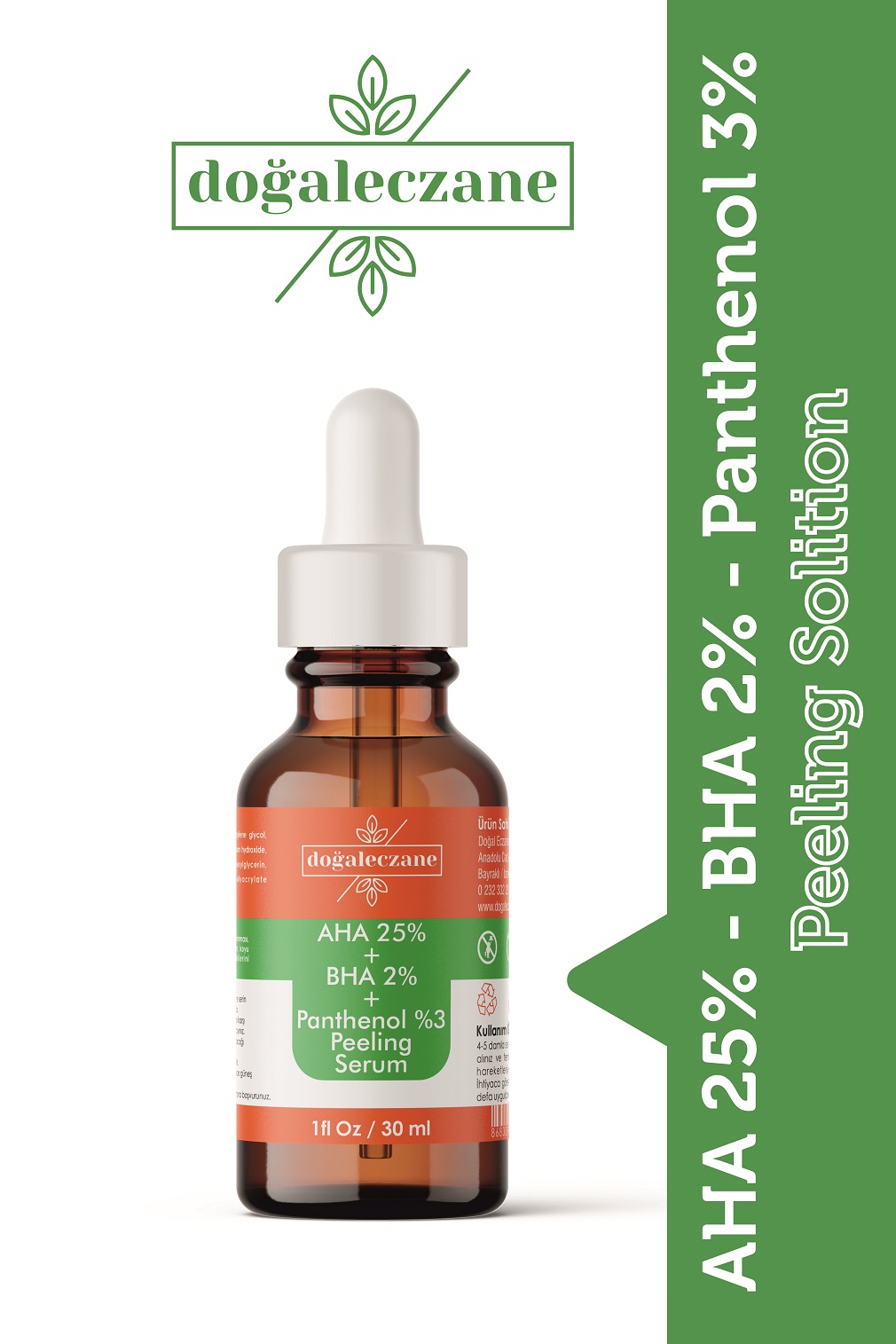 Aha25-Bha2-1 Güneş Lekesi Aha %25 + Bha %2 + Panthenol %3 Cilt Tonu Eşitleyici Peeling Cilt Serum 30 ml - Görsel 1