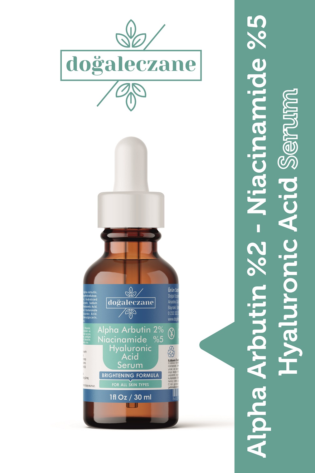 Niacinamide5-1 Lekeli Ciltler İçin Dolgunlaştırıcı Yüz Serumu Niacinamide 5% + Alpha Arbutin 2% Hyaluronic Acid 30 ml. - Görsel 1