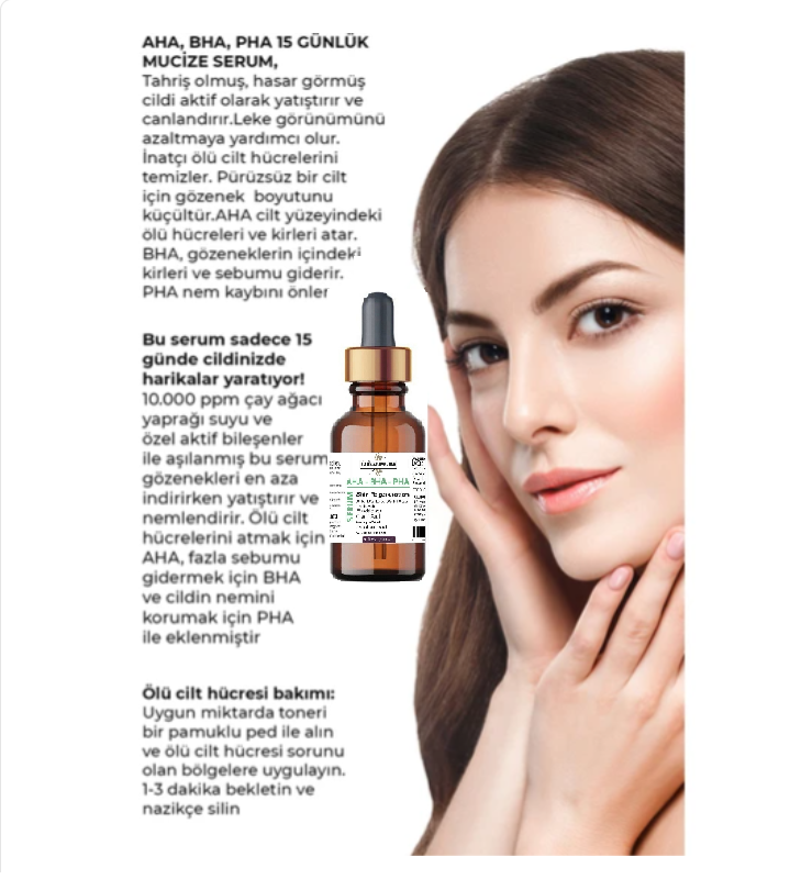 AHA+BHA+PHA Gözenek Küçültücü Yenileyici Cilt Serumu 30 ml. - Görsel 6